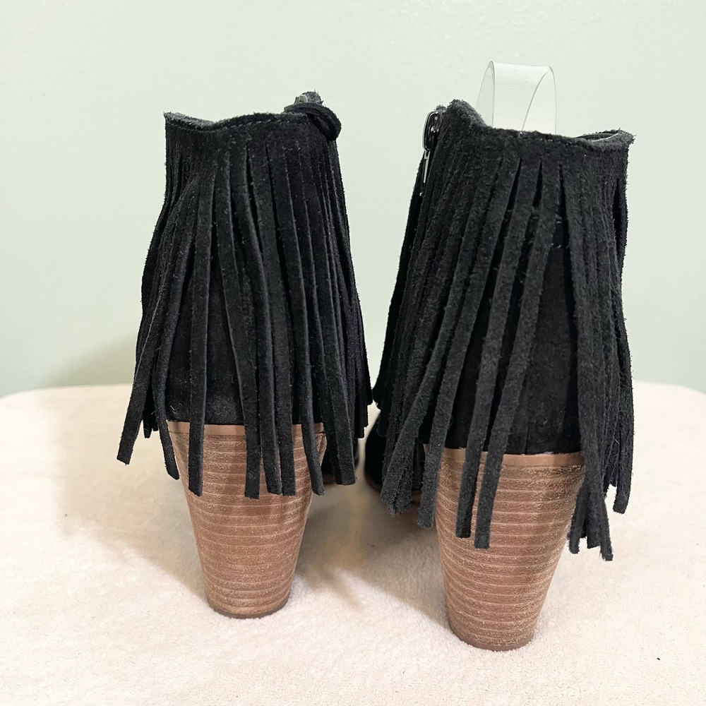 Steven By Steve Madden Women's Black Sierrah Leather Fringe Ankle Boots Size 8M - Picture 8 of 9